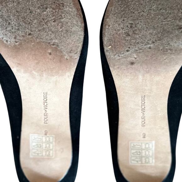Pour La Victoire Black Suede Pointed Toe Slip on Mules I 9 - Picture 3 of 5